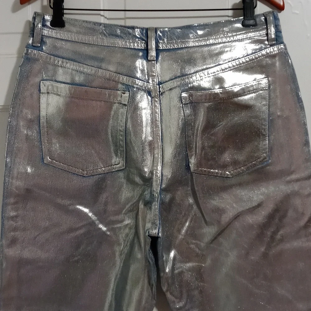 🆕️ 💙Free People💙 - Silver Maggie Foil Jean - Picture 7 of 16